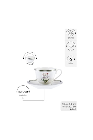 Karaca  Little Garden 6 Kişilik Kahve Fİncan Takımı 80 ml