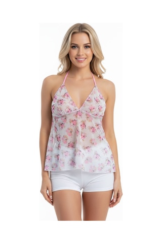 Bonbon Kadın Transparan Tül Babydoll Bb2084 Mor