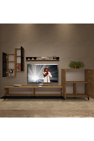 Decoraktiv Eko 6 Mdf Std Gold Tv Ünitesi Tv Sehpası Pera - Siyah