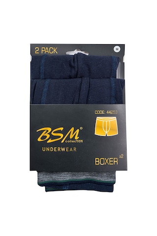 Bsm Erkek 2'li Lacivert Pamuklu Lastik Bel Strech Boxer Lacivert