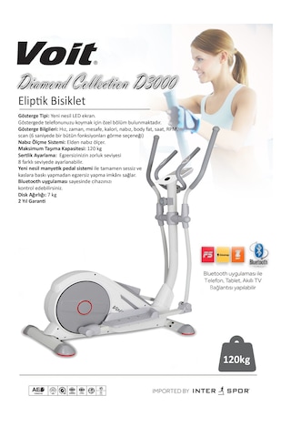 Voit D3000 Diamond Collection Eliptik Bisiklet Beyaz