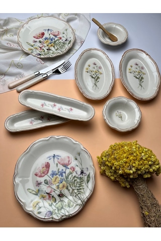 Tabak Evi Porselen Fulya Buket Kahvaltı Takımı 6 Kişilik 14 Parça Çok Renkli