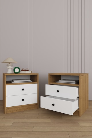 Yatak Odası Takımı 5 Parça %100 Mdf Gardırop Şifonyer Makyaj Masası Komodin Ytk02 Beyaz - Karına
