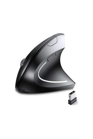 Geeksen Ergonomik Dikey Kablosuz Fare - Şarjlı, Sesiz, El Yorgunluğunu Azaltan, Ofis Ve Ev İçin Siyah Optik