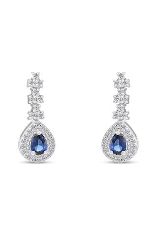 0.60 Karat Laboratuvar Pırlanta Safir Küpe - Hrd Sertifikalı