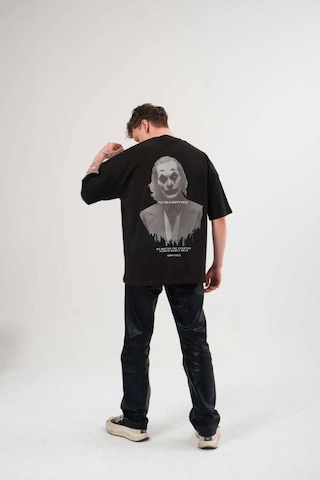 Vexor Kadın Baskılı T-shirt Kısa Kol Bisiklet Yaka Oversize Rahat Kalıp Günlük Tişört - Siyah 444349