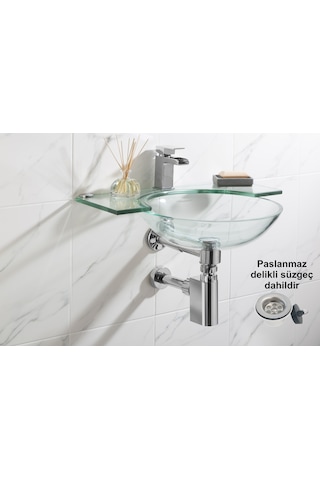 Studor Trap-Vent Kromajlı Havalıklı Lavabo Sifonu Paslanmaz Delikli Süzgeçli Tıkanma ve Koku Önleyici