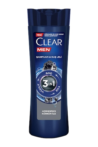 Clear Men 3 İn 1 Şampuan & Duş Jeli Arındırıcı Kömür Saç Yüz Vücu
