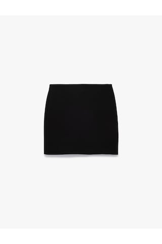 Koton Slim Fit A Kesim Yüksek Bel Mini Etek Siyah 7wak70002uw