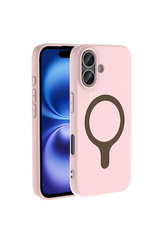 iPhone Uyumlu 16 Kılıf M-safe Şarj Özellikli Mbfx Aris Silikon Kapak - Açık Pembe Çok Renkli