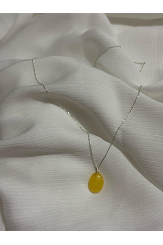 İlknur Doğal Taş Evi Kehribar Gümüş Kolye