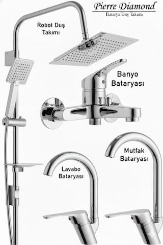 0-05 Mutfak Banyo Lavabo Bataryası Robot Duş Takımı Musluk Armatür Siyah Krom Gold Beyaz Krom