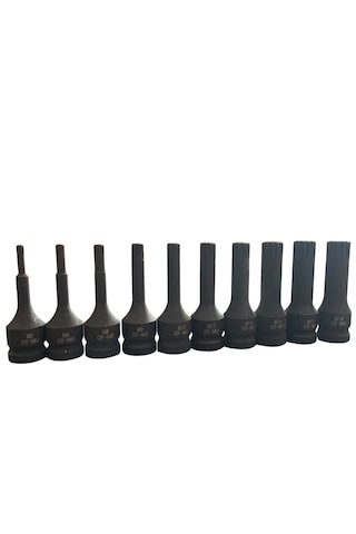 10 Parça 1/2'' Havalı M Tipi Fare Diş Lokma Seti M5-m6-m8-m9-m10-m12-m14-m16-m17-m18