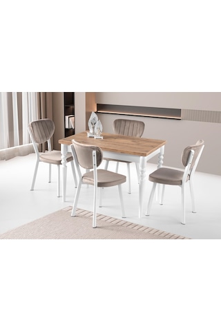 Cunda Star Mutfak Masası Sandalye Takımı 70x110 Beyaz