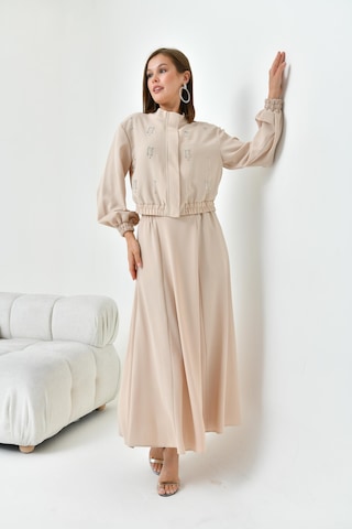 Ftz Women Kadın Simli Crep Etekli Takım Beige 30839-beige Bej