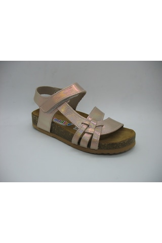Toddler 01328 Anatomik Deri Mantar Taban Pudra Sandalet 26-30 Pudra