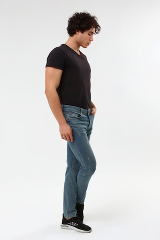 Digital Jeans Dar Kesim Erkek Yıpratmalı Kot Pantolon Yeşil Tint Açık Gri