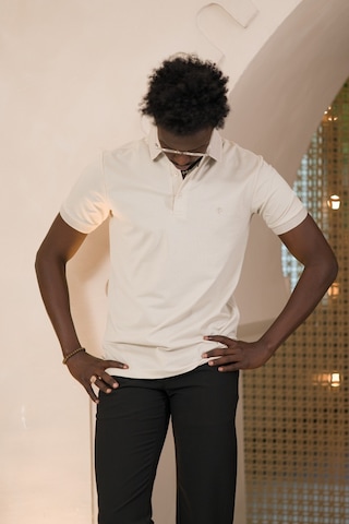 Paul Martin Örme Polo Yaka Regular Fit Pamuklu Ve Likralı T-shirt krem