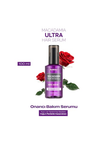 Yıpranmış Kuru Saçları Parlatan Onarıcı Serum Kundal Macadamia Ultra Hair Serum English Rose
