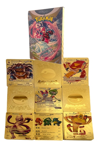 Pokemon Kartları Gold Card Altın Kabartmalı Fosforlu Kart 30lu