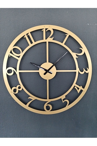 Rakamlı Metal Gold - Altın Duvar Saati 1,5 Mm Kalınlık 50x50 Cm Altın
