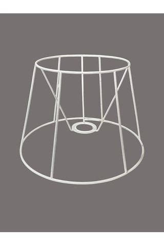 Konik Abajur Teli İskeleti Beyaz Statik Boyalı E27 Çap 30 Cm Metal