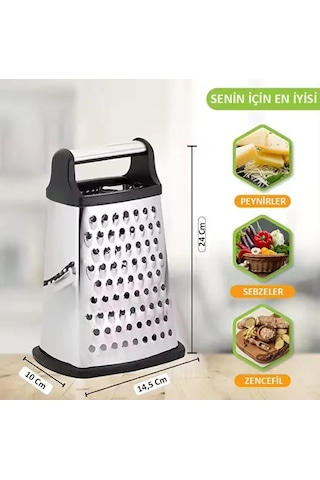Mybru Paslanmaz Çelik 4 Taraflı Çok İşlevli Rende Dilimleyici Gri