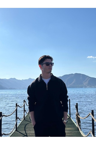 Yarım Yaka Fermuarlı Sweatshirt SIYAH