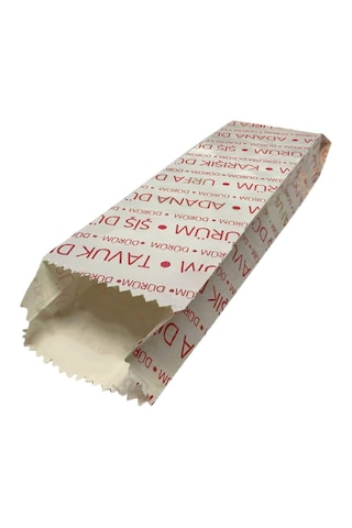 Şeylişeyler - Dürüm Kese Kağıdı 5 Kg Altı Kapaklı Baskılı Paket Servis Ambalaj Kağıdı