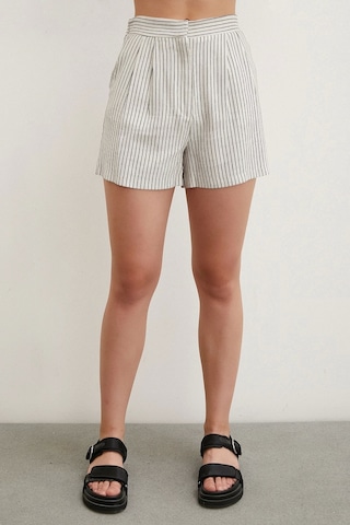 Never More Çizgili Cepli Şort Bej