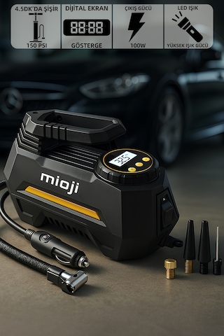 Mioji Mio 10 Taşınabilir 150PSI 12V 120 W Araç Hava Kompresörü Araba Lastik Hava Pompası