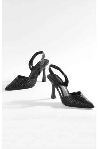 Paris Shoes Paris Siyah Metalik Sade Ve Göz Alıcı Tasarımlı Topuklu Ayakkabı Z102-siyah Siyah