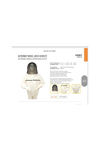 Dateks Arici Elbisesi Maske Astronot Model 4 Cep 3 Fermuar Xl