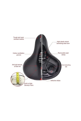 Bisiklet Sele Airzone Hava Kanallı Elastomer Yaylı Soft Doku A Kalite Mavi Siyah