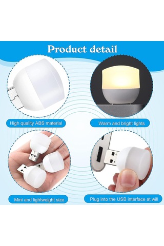 16 Adet Usb Ev Gece Lambası Led Tak-çalıştır Taşınabilir Ortam Işığı Sıcak Beyaz Diğer