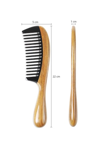 Sorendy Pelesenk Ağaç Kaplamalı Kemik Tarak 20 Cm At-105 Geniş Dişli Ahşap Saç Tarağı Doğal