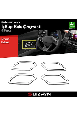 S-dizayn Renault Taliant Krom İç Kapı Kolu Çerçevesi 4 Prç 2021 Üzeri A+ Kalite