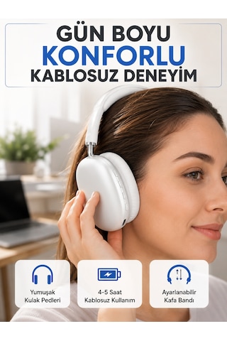 Gürültü Azaltmalı Bluetooth Kulaklık 5 Saat Kesintisiz Müzik Yeni Nesil - Lisinya
