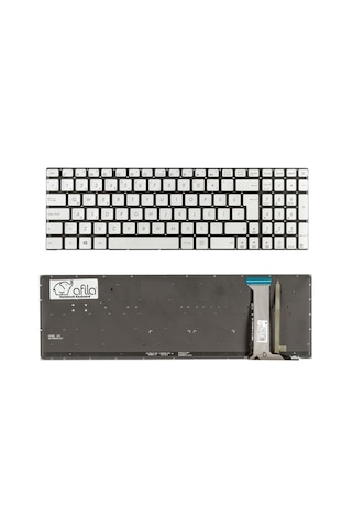 Asus Uyumlu N551, N551V, N551J Serisi Notebook Klavyesi - Gri Tr Işıklı