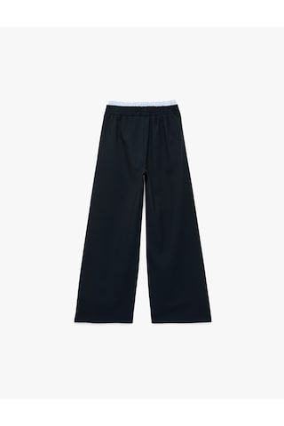 Koton Beli Lastikli Cepli Viskon Karışımlı Geniş Paça Pantolon Lacivert 6skg40071aw Lacivert