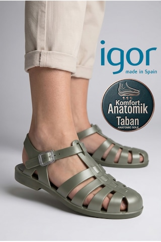 36-40 Numara Arası Bıarrıtz Metal Sandalet - Yeşil Yeşil