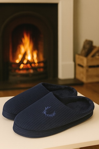 Velvet Erkek Ev Terliği Ses Yapmayan Taban Yünlü Terlik Lacivert