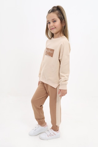 Toontoy Kız Çocuk Nakışlı Eşofman Takım Bej