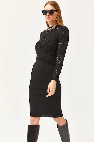 Fashion Friends Elbiseli Kadın Triko Takım 25k0354k1 Siyah