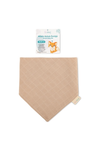 Novibaby Müslin Bebek Fular Önlük – Latte – Mama Önlüğü Salya Bezi Ağız Mendili Bandana 30x30cm Bej