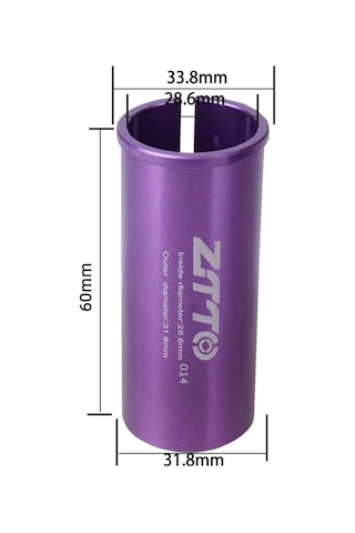 Ztto Bisiklet Koltuğu Direği Adaptörü Alüminyum Bisiklet Selesi Sonrası Boru Azaltıcı Kol Dönüştürücü - 28,6 Mm'den 31,8 Mm'ye