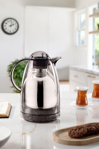 1.5 Lt Isı Yalıtımlı Çay Ve Soğuk Su Termosu Füme 12 Saat Sıcak Tutar& İçi Camdır Çok Renkli