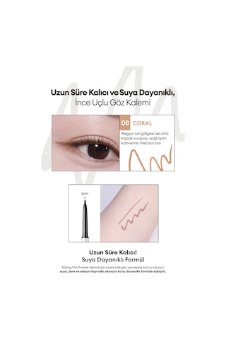 Suya Dayanıklı, İnce Uçlu Göz Kalemi Clıo Sharp So Simple Waterproof Pencil Liner 008 Coral 08