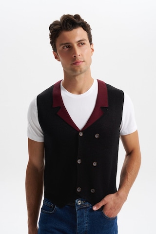 Arma Erkek Slim Fit Örme Likralı Pike Yelek Kısa Kollu, %90 Akrilik %10 Wool K0yyo0857 Siyah - Antrasit