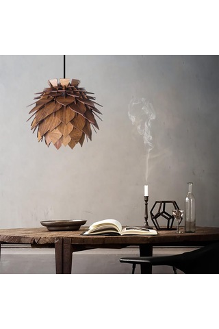 Lotus Ahşap Avize 4 Renk Modern Bohem Rustik Avize Tekli Sarkıt Lamba Butik Otantik Aydınlatma Cafe Salon Mutfak Yemek Masası Hol Antre Diğer